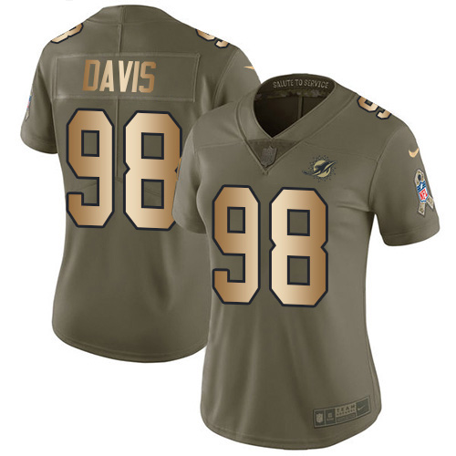Nike Miami Dolphins #98 Raekwon Davis Olive Gold Women Stitched NFL Limited 2017 Salute To Service Jersey